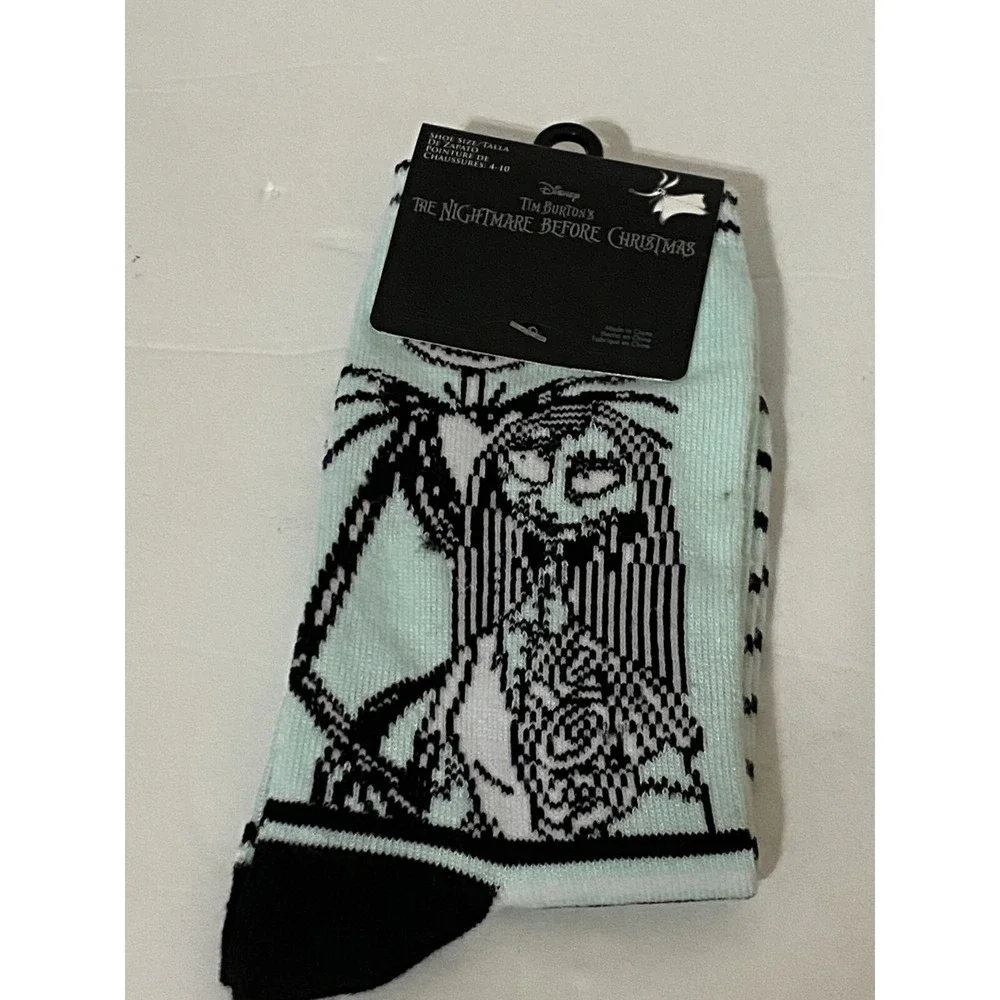 Disney‎ Nightmare Before Christmas Jack Sally Mint Green Striped Socks Shoe 4-10